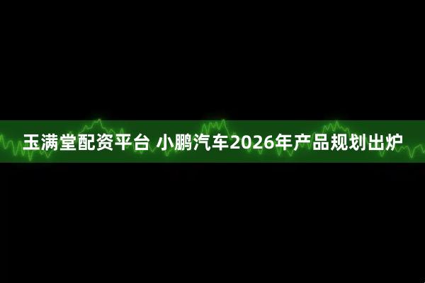玉满堂配资平台 小鹏汽车2026年产品规划出炉